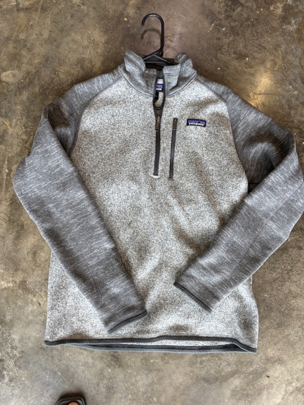 Patagonia Heather Gray Quarter-Zip Pullover with Dark Gray Sleeves